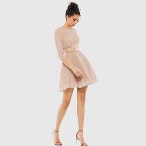 MAC Duggal Pink Shimmer Infused Pleated Mini Dress Size 2